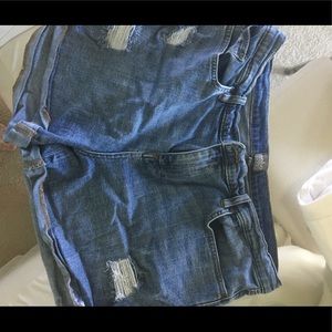 Destructed denim shorts